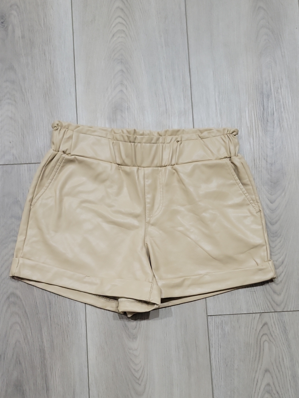 Sincerely Jules Cream Faux Leather High Waist Shorts